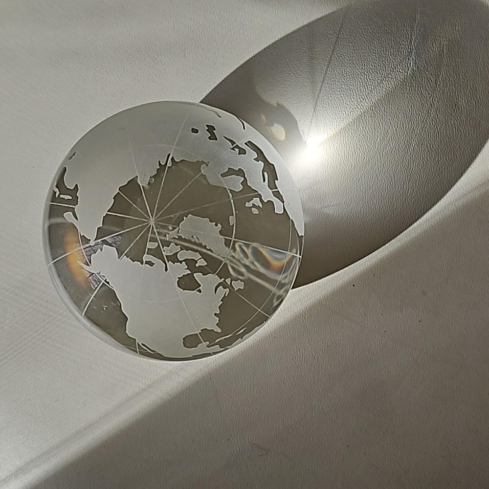 Crystal Globe Paperweight by Oleg Cassini 3 inches round